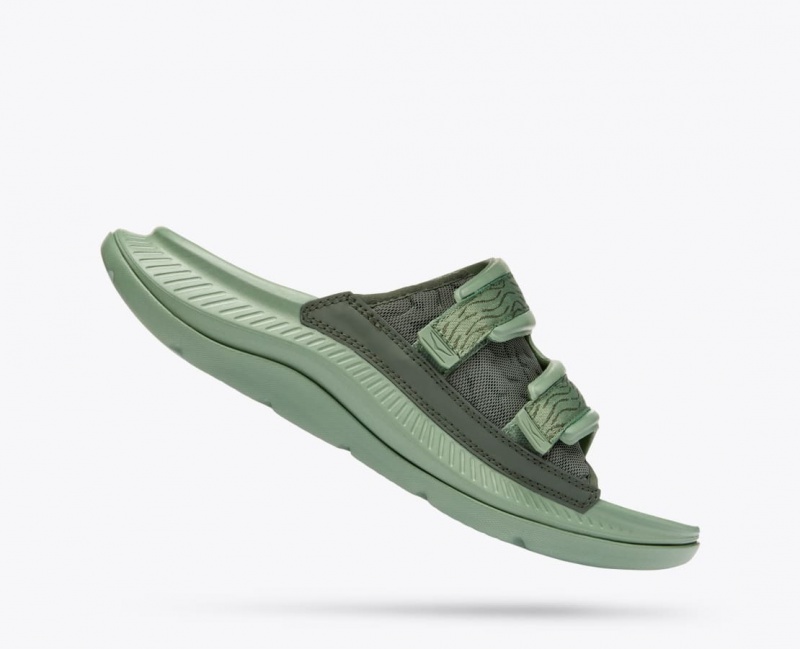 HOKA Ora Luxe Men's Slide Green | 834952MTQ