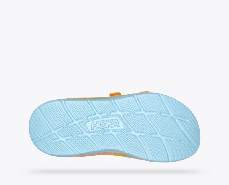 HOKA Ora Luxe Men's Slide Light Blue / Orange | 539620ECL