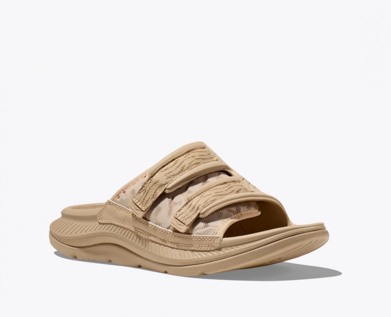 HOKA Ora Luxe Men's Slide Light Khaki | 452730DNW