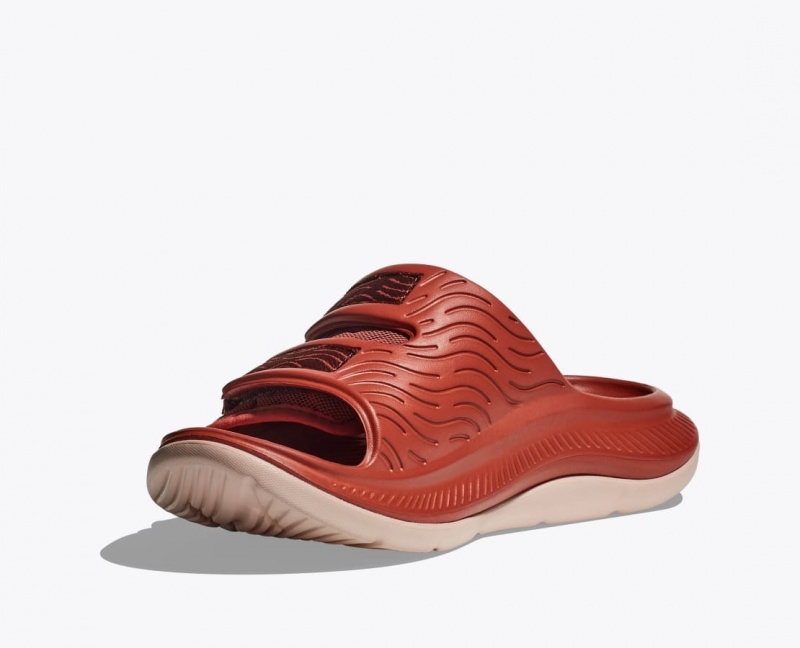 HOKA Ora Luxe Men's Slide Red Brown | 206195OZX