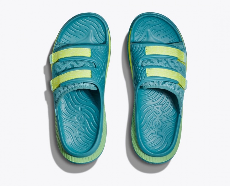 HOKA Ora Luxe Men's Slide Turquoise | 465817REK