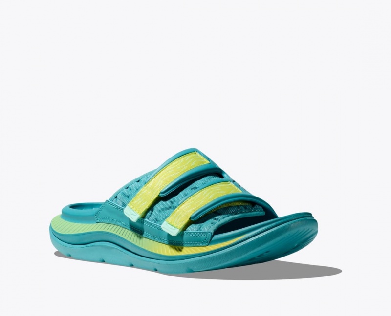 HOKA Ora Luxe Men's Slide Turquoise | 465817REK