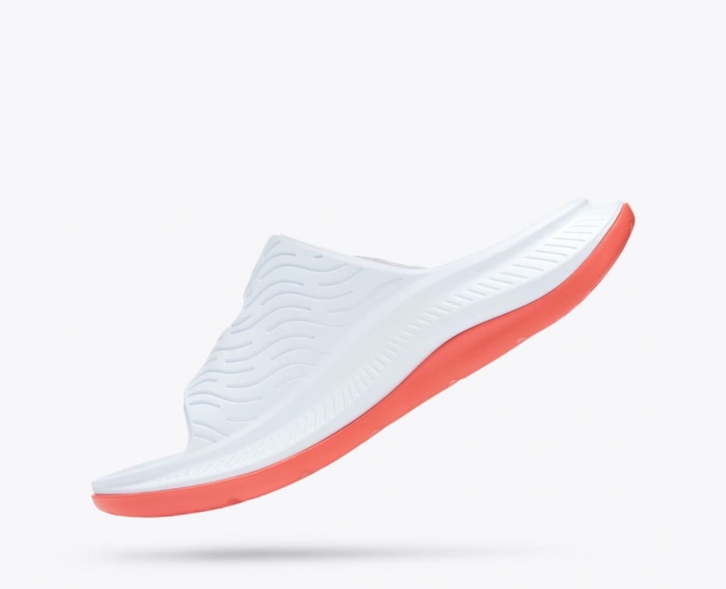 HOKA Ora Luxe Men's Slide White / Orange / Blue | 784561ARK