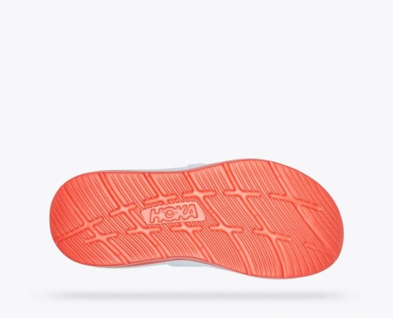 HOKA Ora Luxe Men's Slide White / Orange / Blue | 784561ARK