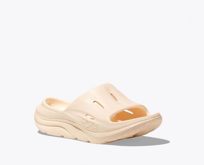 HOKA Ora Recovery 3 Kids' Slides Beige | 140298WBT