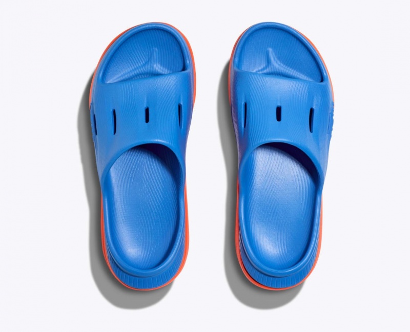 HOKA Ora Recovery 3 Kids' Slides Blue / Orange | 678342LKE