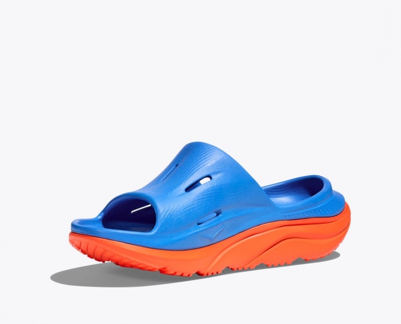 HOKA Ora Recovery 3 Kids' Slides Blue / Orange | 678342LKE