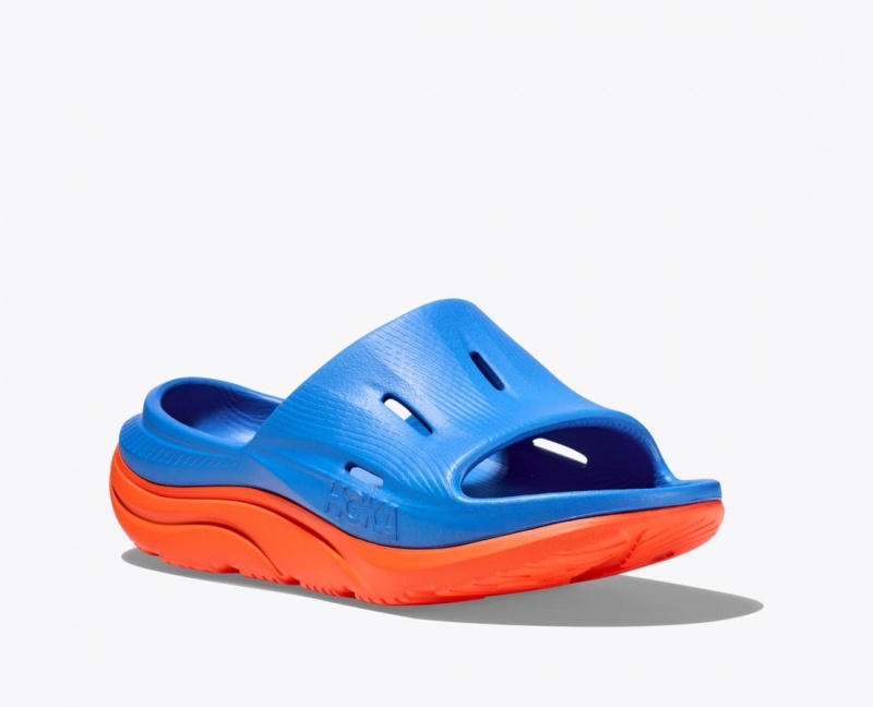 HOKA Ora Recovery 3 Kids' Slides Blue / Orange | 678342LKE