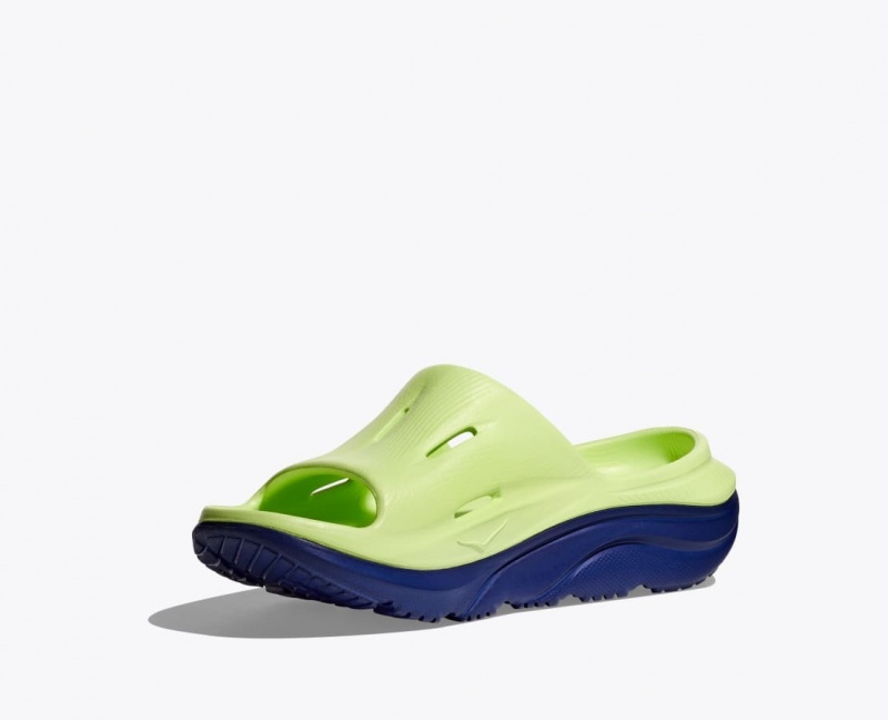 HOKA Ora Recovery 3 Kids' Slides Green / Navy | 529403JCW