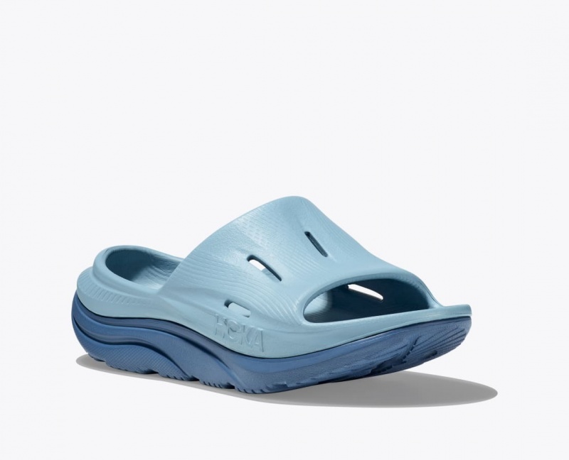 HOKA Ora Recovery 3 Kids' Slides Light Blue / Dark Blue | 423956LJR