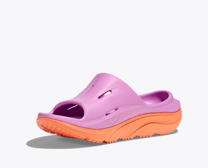 HOKA Ora Recovery 3 Kids' Slides Pink / Orange | 851037EVB