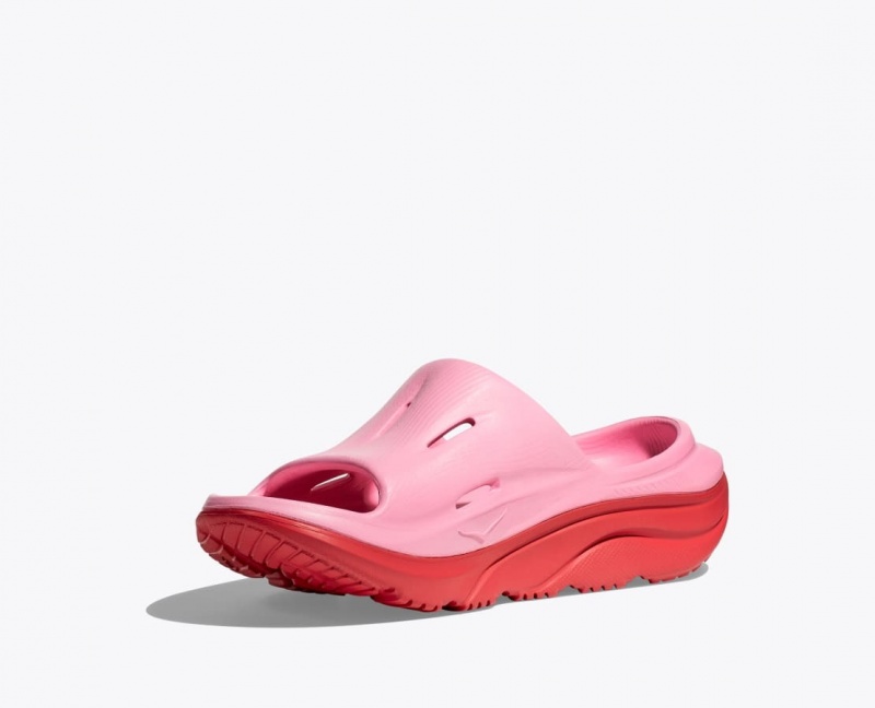 HOKA Ora Recovery 3 Kids' Slides Pink / Red | 839574ISB