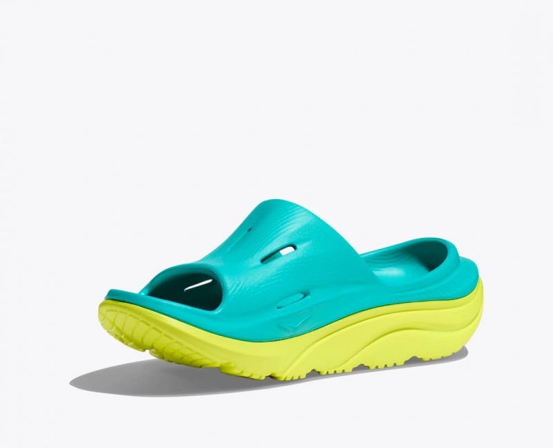 HOKA Ora Recovery 3 Kids' Slides Turquoise / Green | 127650YMP