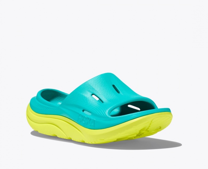 HOKA Ora Recovery 3 Kids' Slides Turquoise / Green | 127650YMP