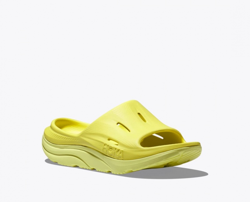 HOKA Ora Recovery 3 Kids' Slides Yellow | 062198JFT