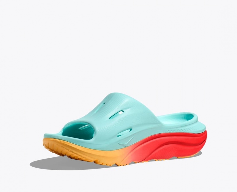 HOKA Ora Recovery 3 Women's Slide Light Turquoise / Orange | 809231EFC