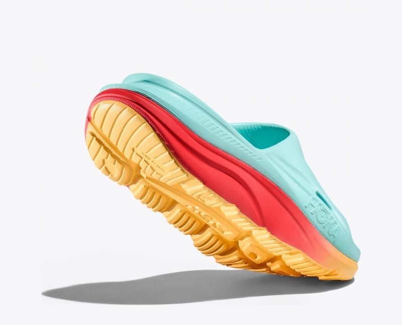 HOKA Ora Recovery 3 Women's Slide Light Turquoise / Orange | 809231EFC