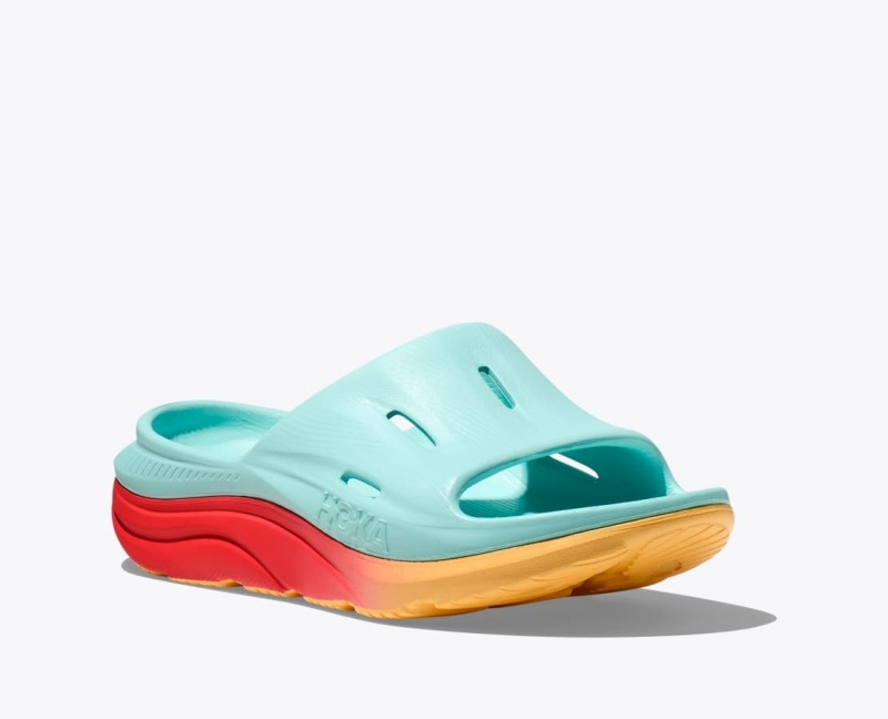 HOKA Ora Recovery 3 Women's Slide Light Turquoise / Orange | 809231EFC