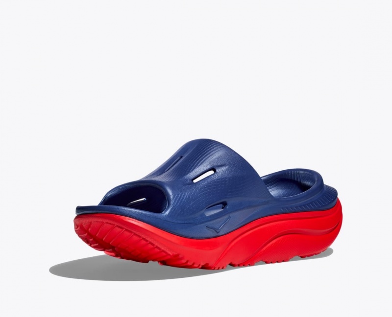 HOKA Ora Recovery 3 Women's Slide Navy / Red | 645739CMV