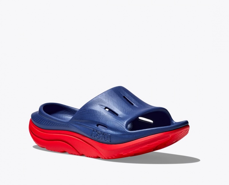 HOKA Ora Recovery 3 Women's Slide Navy / Red | 645739CMV