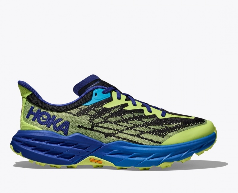 HOKA Speedgoat 5 Men\'s Trail Running Shoes Green / Black / Blue | 016389FAT