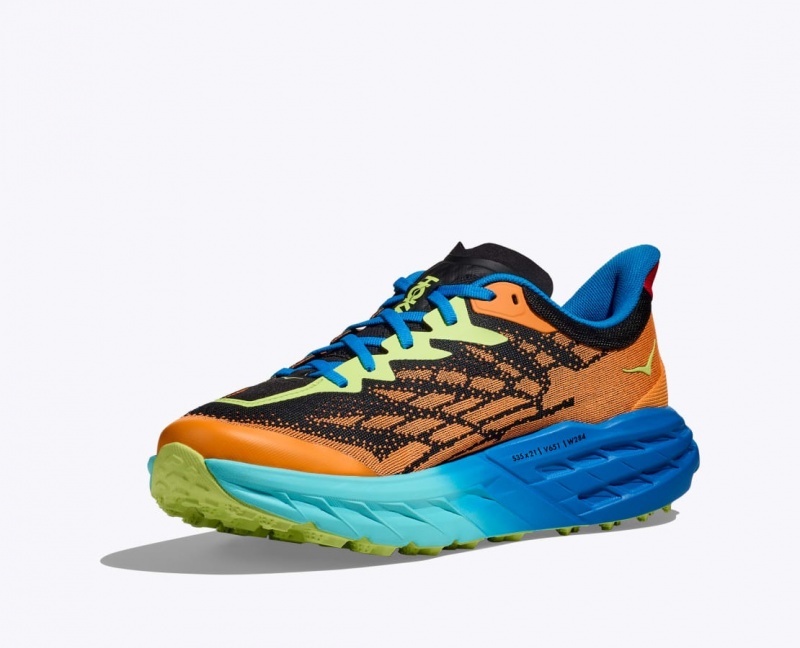 HOKA Speedgoat 5 Men's Trail Running Shoes Orange / Black / Blue | 841953REQ