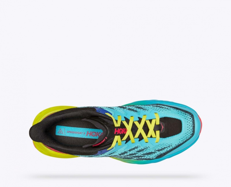 HOKA Speedgoat 5 Men's Trail Running Shoes Turquoise / Black / Green | 231987AMF