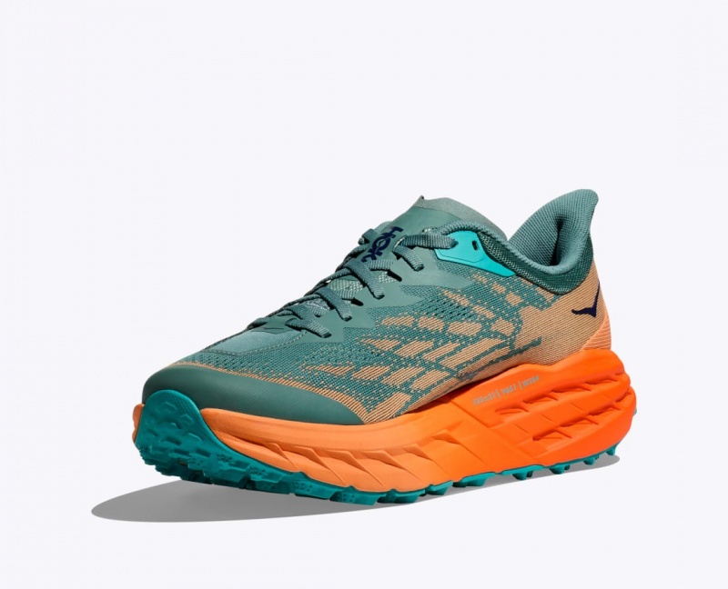 HOKA Speedgoat 5 Men's Trail Running Shoes Green / Orange | 726914MNU