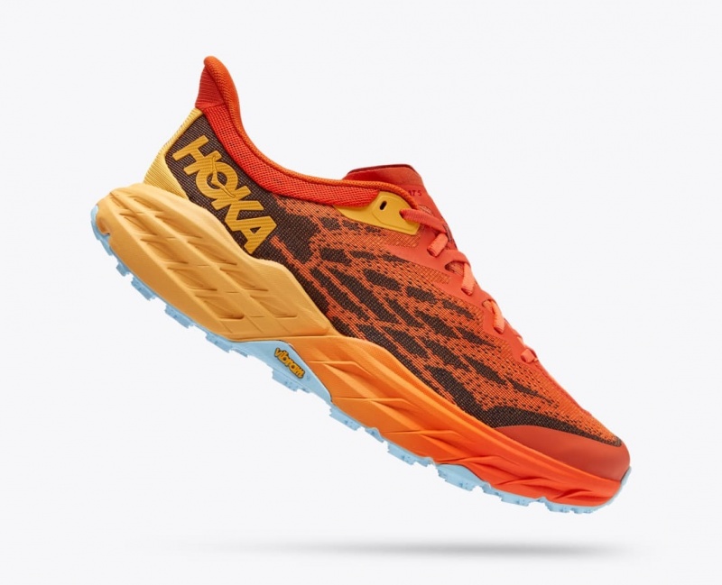 HOKA Speedgoat 5 Men's Trail Running Shoes Orange / Dark Brown | 549780OZU