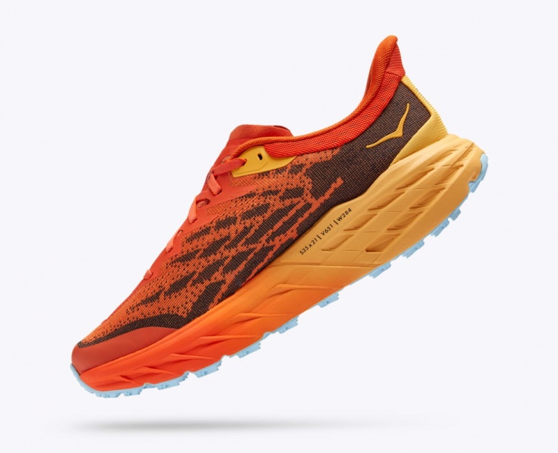 HOKA Speedgoat 5 Men's Trail Running Shoes Orange / Dark Brown | 549780OZU