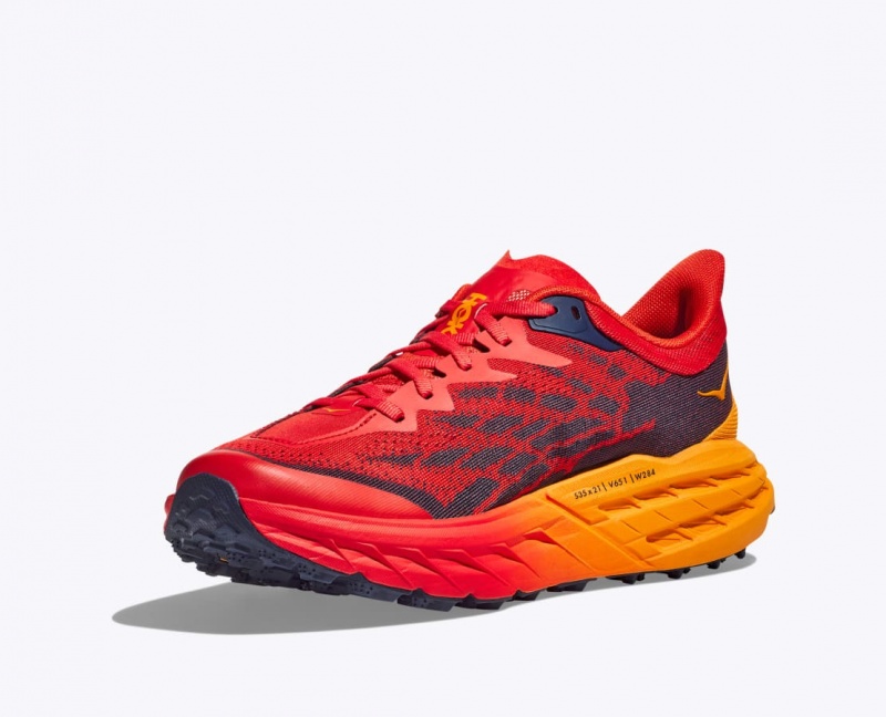 HOKA Speedgoat 5 Men's Trail Running Shoes Red / Dark Brown | 928730RNG