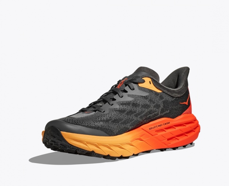 HOKA Speedgoat 5 Men's Trail Running Shoes Black / Orange / Red | 634158JSY