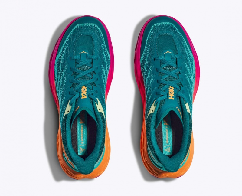 HOKA Speedgoat 5 Men's Trail Running Shoes Dark Turquoise / Pink / Orange | 073986ILH