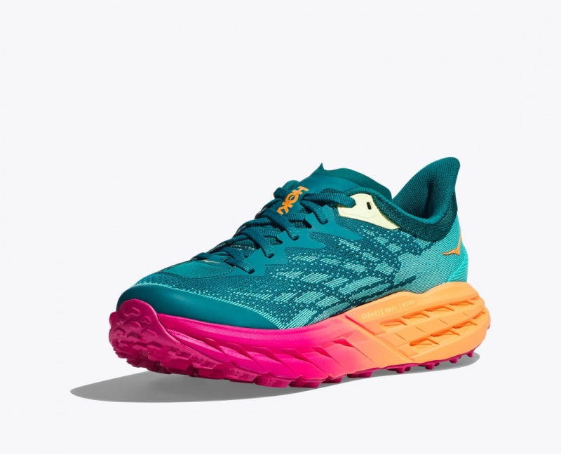 HOKA Speedgoat 5 Men's Trail Running Shoes Dark Turquoise / Pink / Orange | 073986ILH