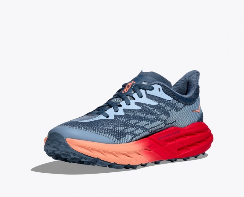 HOKA Speedgoat 5 Women's Trail Running Shoes Blue Grey / Red | 842096YJU