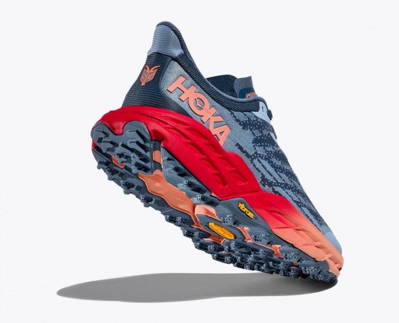 HOKA Speedgoat 5 Women's Trail Running Shoes Blue Grey / Red | 842096YJU