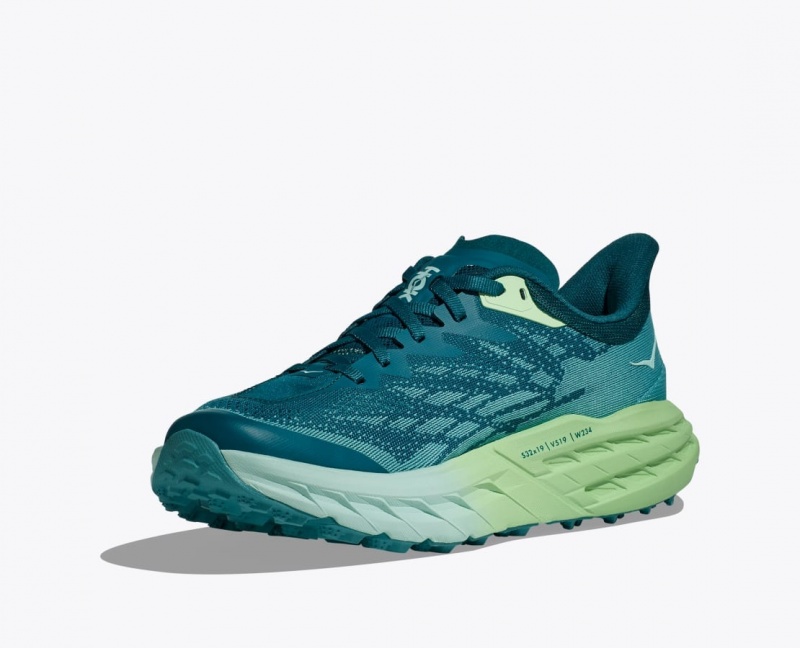 HOKA Speedgoat 5 Women's Trail Running Shoes Blue / Green | 296357ZFQ