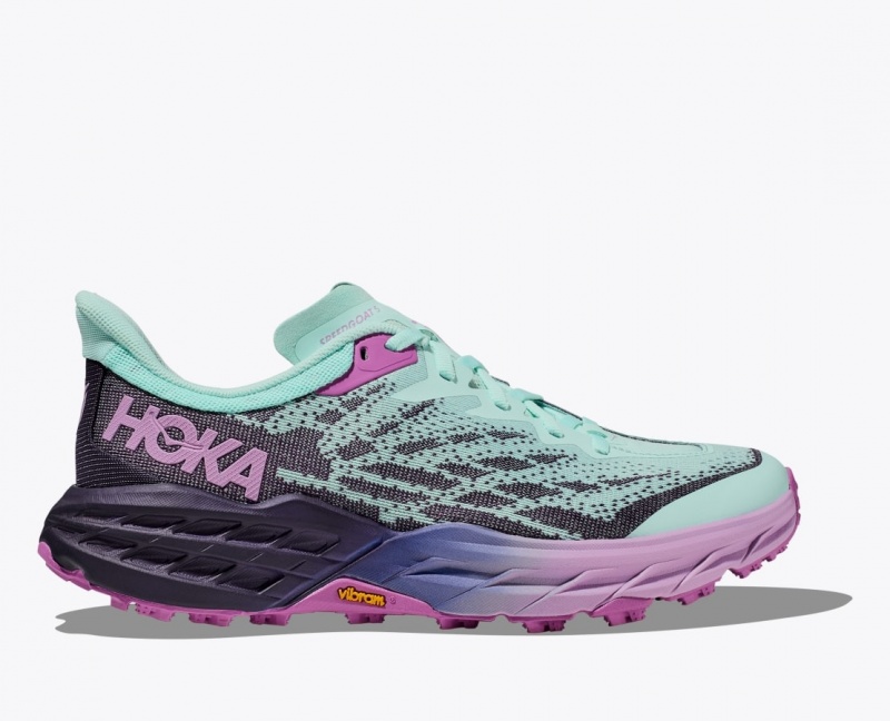 HOKA Speedgoat 5 Women\'s Trail Running Shoes Turquoise / Purple | 348167SHR