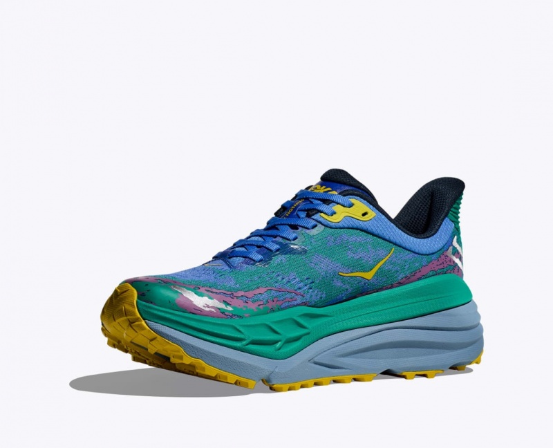 HOKA Stinson 7 Men's Trail Running Shoes Green / Blue | 362815ZYK