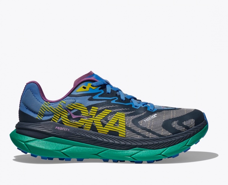 HOKA Tecton X 2 Men\'s Trail Running Shoes Black / Grey / Blue | 028467BXD