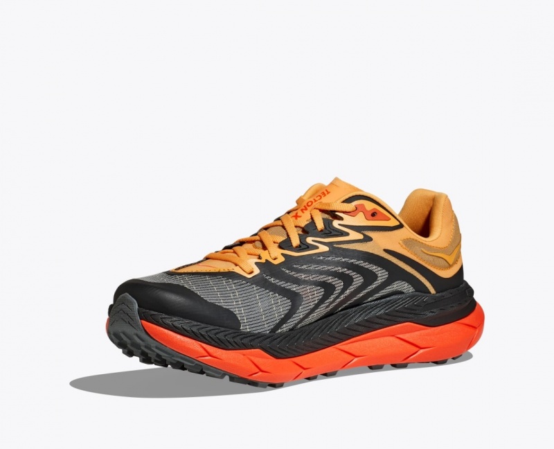 HOKA Tecton X 2 Men's Trail Running Shoes Black / Orange / Red | 172038CRT