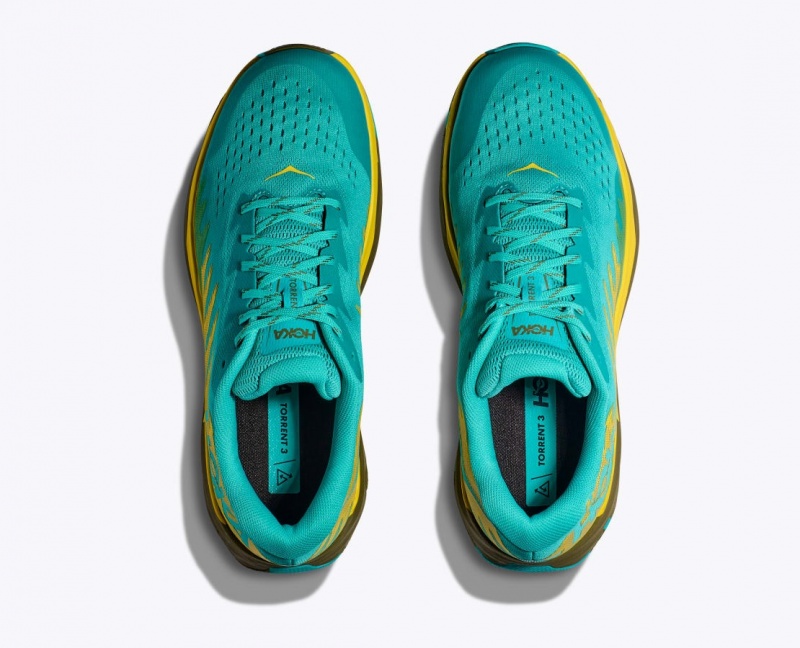 HOKA Torrent 3 Men's Trail Running Shoes Turquoise / Yellow | 459736NRK