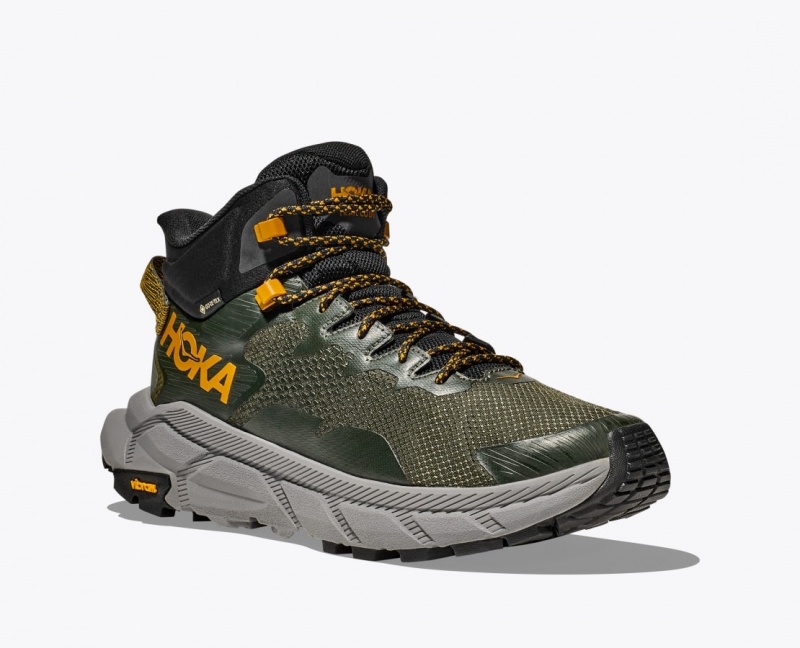 HOKA Trail Code GTX Men's Hiking Boots Dark Green | 975216IHC