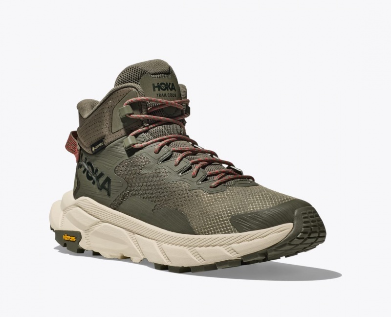 HOKA Trail Code GTX Men's Hiking Boots Olive Green | 724631IAV