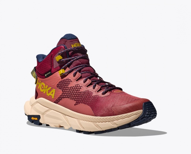 HOKA Trail Code GTX Men's Hiking Boots Red Brown | 021348ZNU